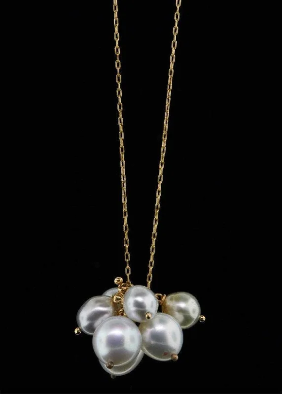 Molten Cluster Tahitian White Pearl Charm Necklace