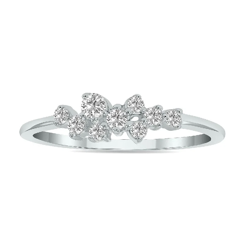 Marquee 1/4 CTW Lab Grown Diamond Clustered Ring in 10K White Gold (F-G Color, VS1- VS2 Clarity)