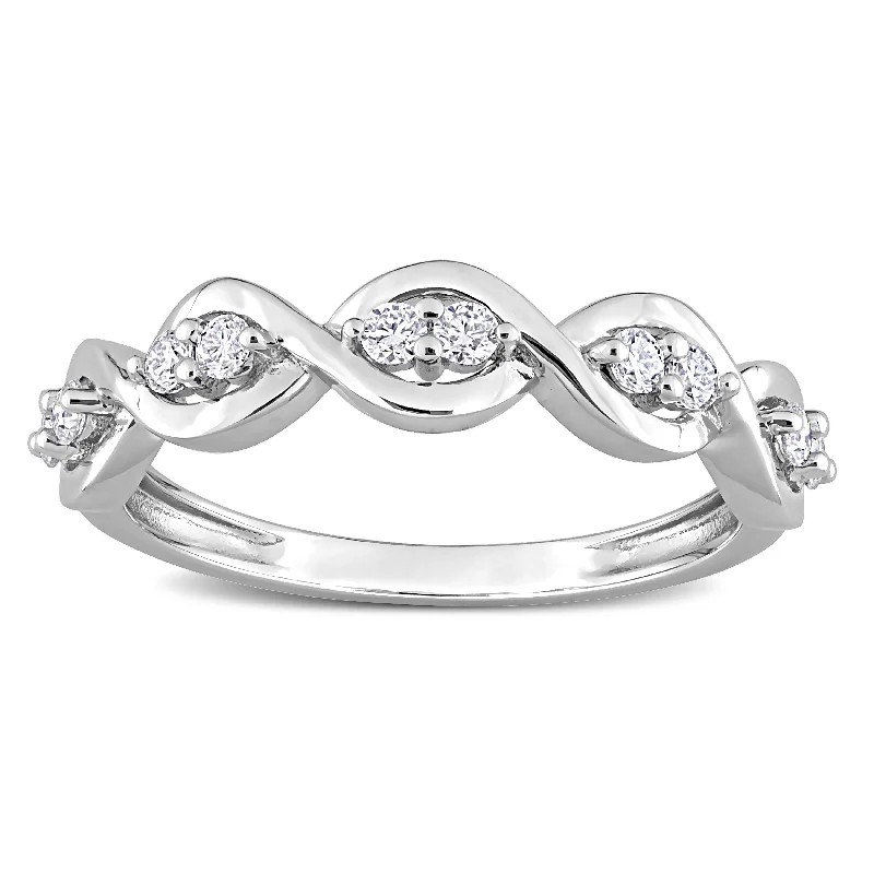 Miadora 1/4ct DEW Moissanite Stackable Infinity Semi-Eternity Ring in Sterling Silver