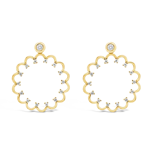 Gold & Diamond Scalloped Earrings