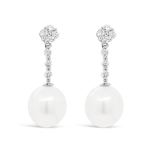 South Sea Pearl & Diamond Dangle Earrings