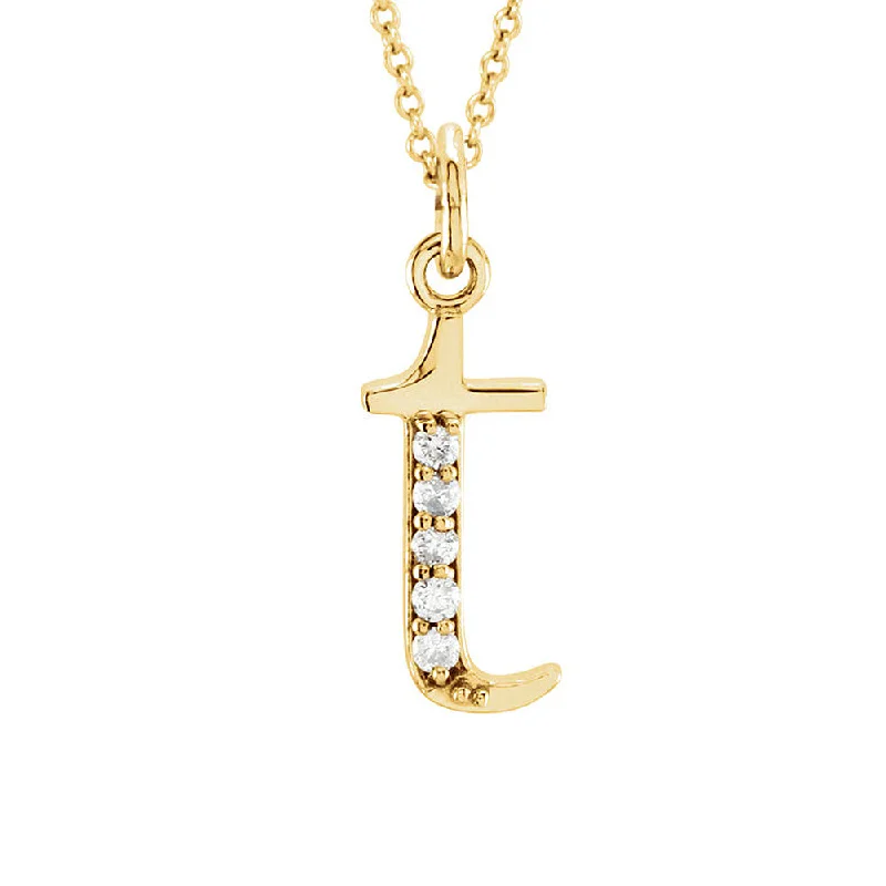 The Abbey 14k Yellow Diamond Lower Case Initial 't' Necklace 16 Inch