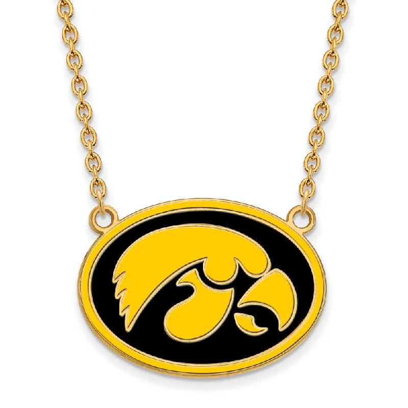 14k Gold Plated Silver U of Iowa Enamel Pendant Necklace