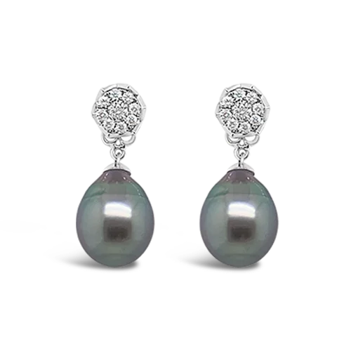 Tahitian Pearl & Diamond Earrings