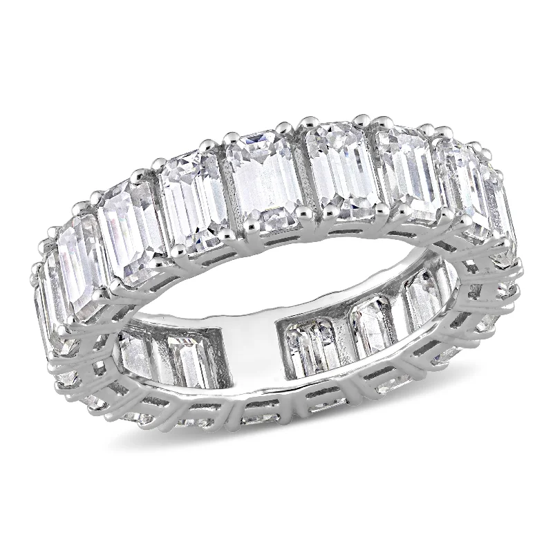 Miadora 5 3/4ct DEW Emerald Cut Created Moissanite Eternity Ring in 14k White Gold