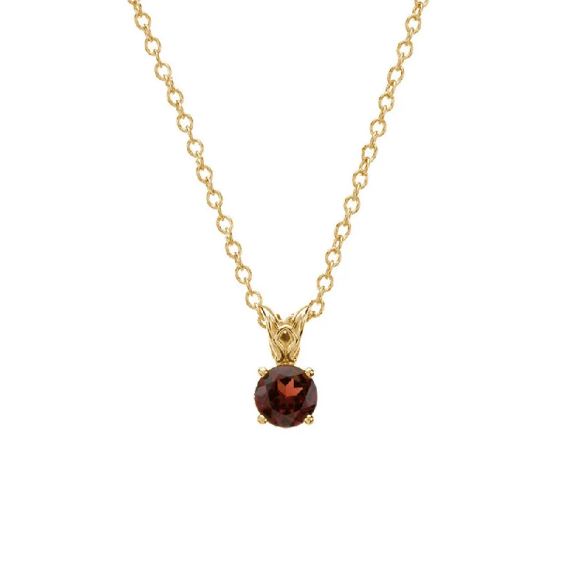 6mm Round Mozambique Garnet Necklace in 14k Yellow Gold, 18 Inch