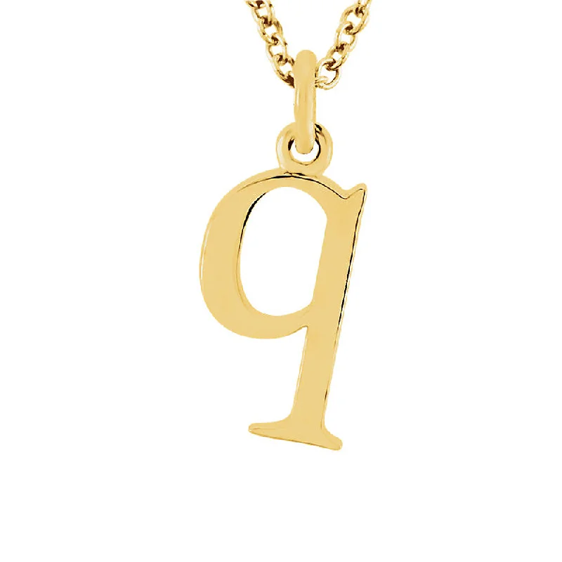 The Abbey Lower Case Initial 'q' Necklace in 14k Yellow Gold, 16 Inch