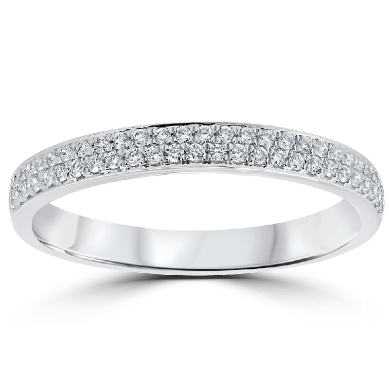 18k White Gold 1/4 ct TDW Diamond Micro Pave Wedding Ring