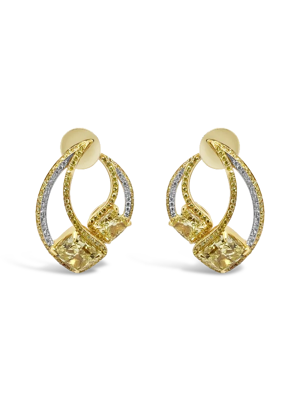 Fancy Intense Yellow Diamond Earrings