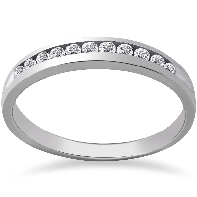 Pompeii3 Platinum 1/4 ct TDW Diamond Wedding Ring Channel Set Womens Anniversary Band