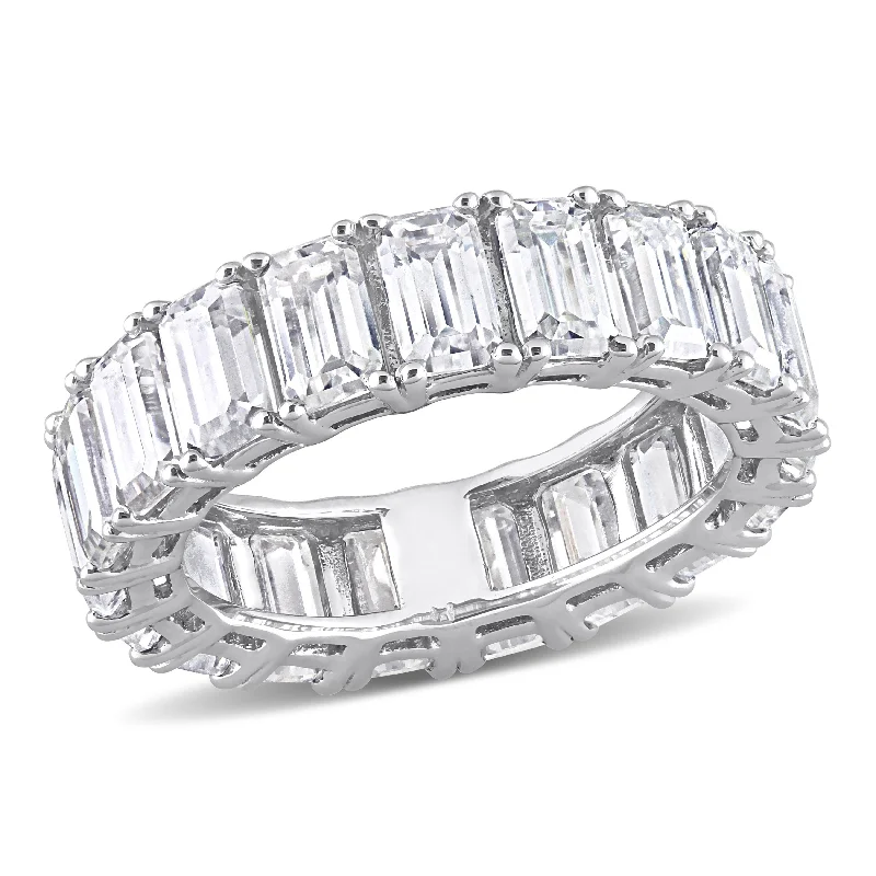 Miadora 5 3/4ct DEW Emerald Cut Created Moissanite Eternity Ring in 14k White Gold