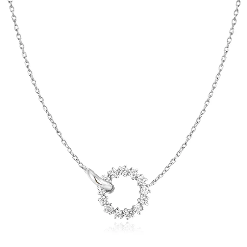 Sterling Silver Cubic Zirconia Interlocking Circle Necklace by Ania Haie