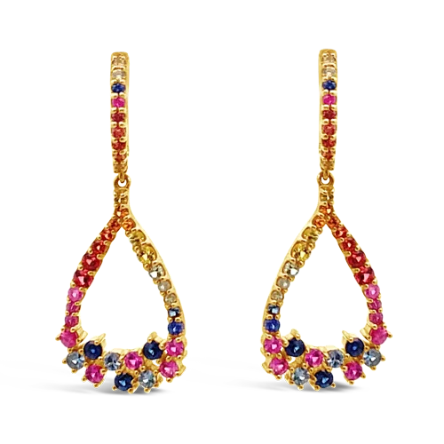 Rainbow Sapphire Dangle Earrings