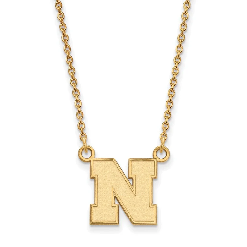 14k Gold Plated Silver U of Nebraska Small Initial N Pendant Necklace