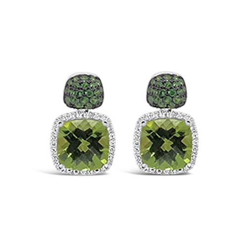 Peridot, Tsavorite & Diamond Earrings