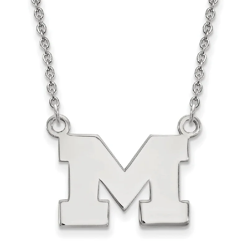 Sterling Silver U of Michigan Small Initial M Pendant Necklace