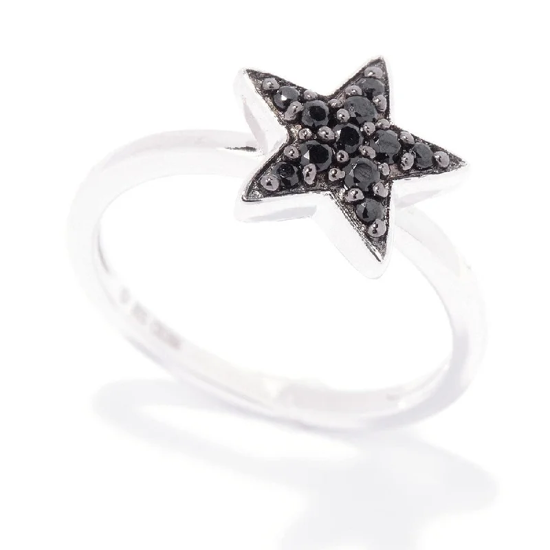 925 Sterling Silver Black Spinel Ring