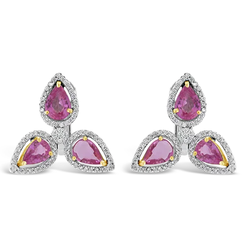 Pink Sapphire & Diamond Earrings