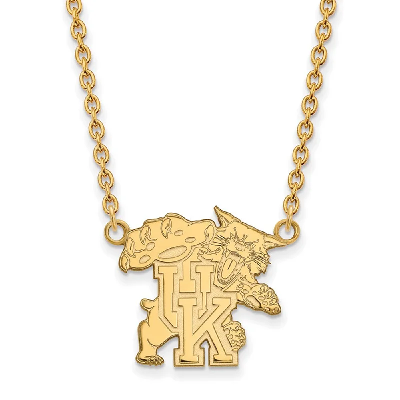 14k Gold Plated Silver U of Kentucky Wildcat UK Pendant Necklace