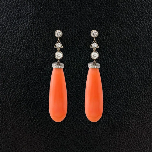 Angel Skin Coral Estate Earrings