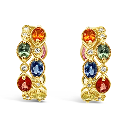 Rainbow Sapphire & Diamond Earrings