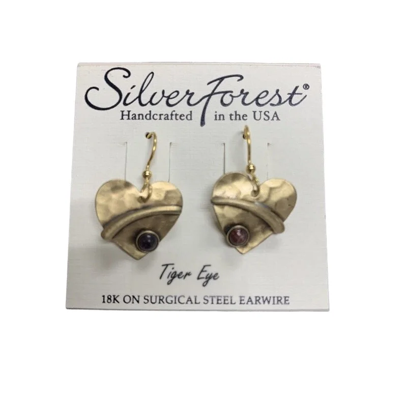 Silver Forest Hummingbird Heart Earrings