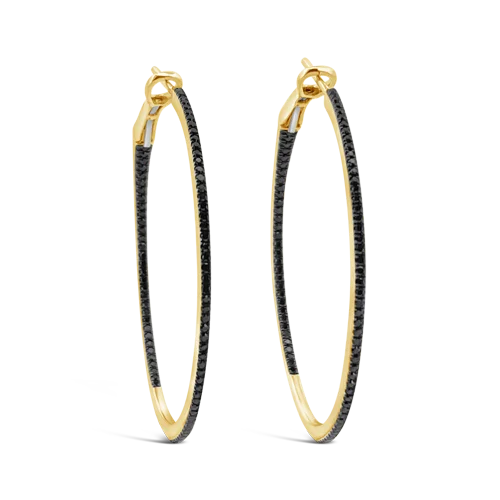 Black Diamond Hoop Earrings