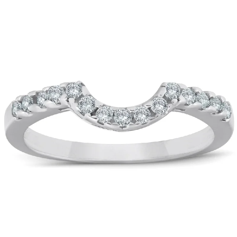 1/4ct Curved Diamond Notched Guard Ring Enhancer 10K White Gold