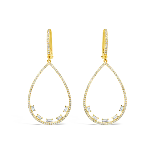 Diamond Open Pearshaped Dangle Earrings