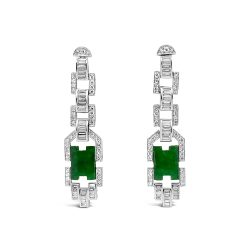 Jade & Diamond Dangle Earrings