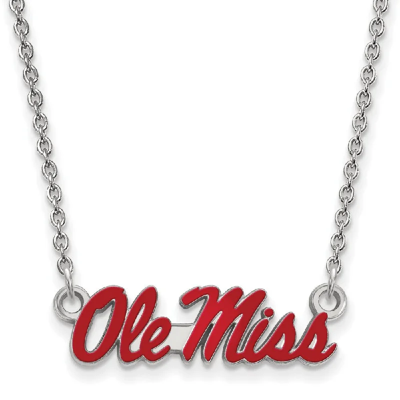 Sterling Silver U of Mississippi Small Enamel Pendant Necklace