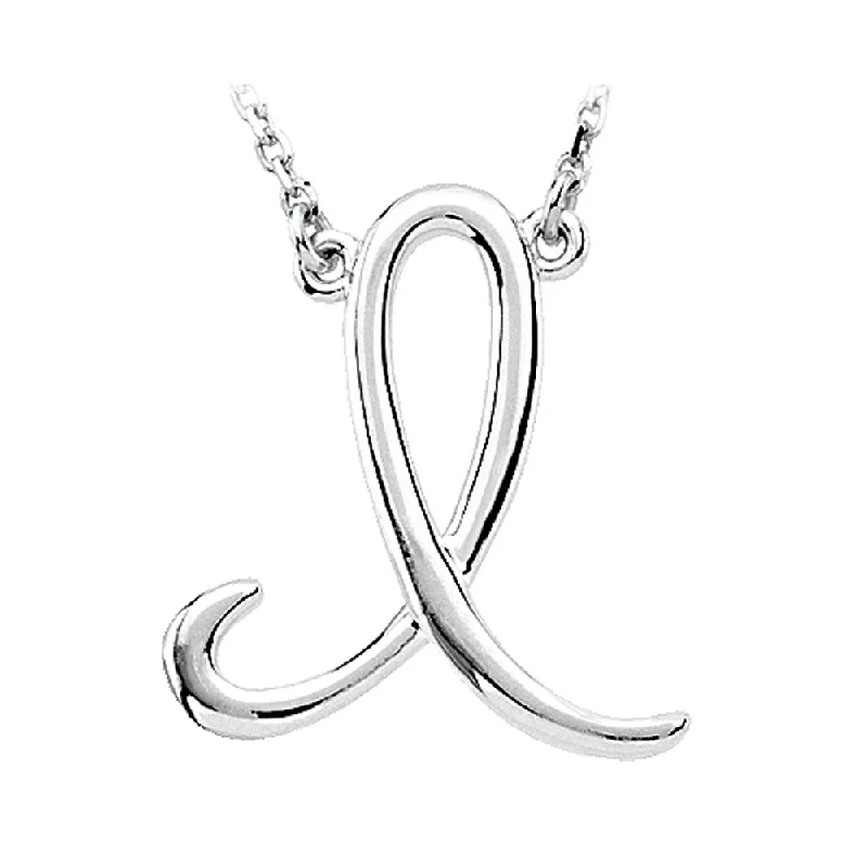 Sterling Silver, Olivia Collection, Medium Script Initial I Necklace