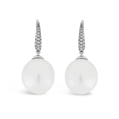 South Sea Pearl & Diamond Dangle Earrings