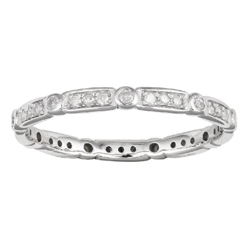 Viducci 10k White Gold 1/3ct TDW Diamond Vintage-styled Stackable Eternity Ring