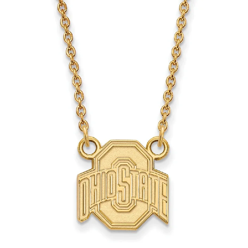 14k Yellow Gold Ohio State Small Logo Pendant Necklace