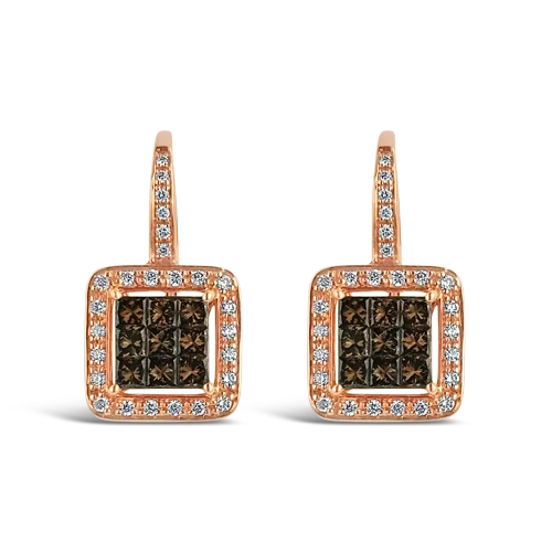 Brown & White Diamond Earrings