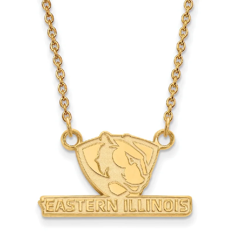 14k Gold Plated Silver Eastern Illinois U Small Pendant Necklace