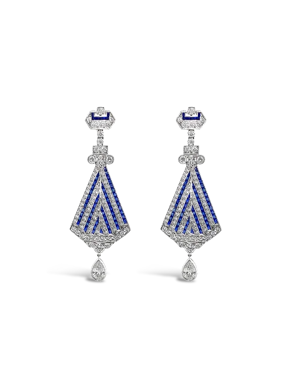 Sapphire & Diamond Dangle Earrings