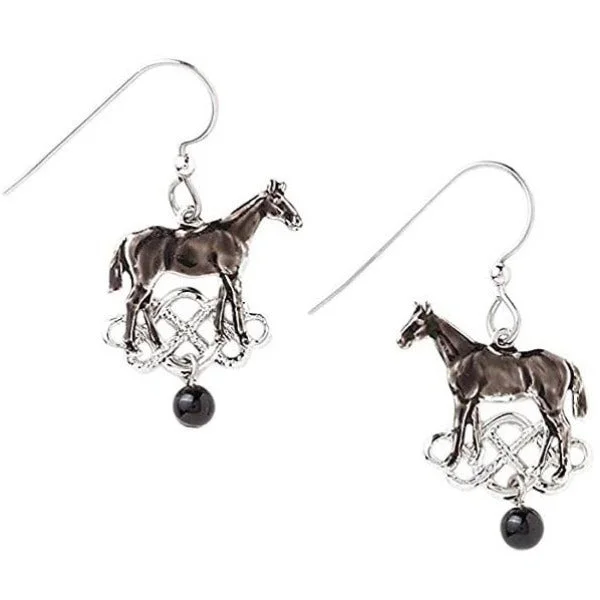 Silver Forest Silvertone Horse Dangle Earrings