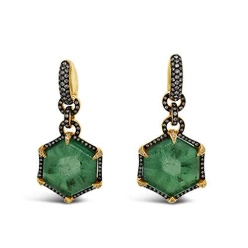 Trapiche Emerald Dangle Earrings