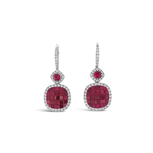 Ruby & Diamond Dangle Earrings