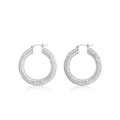 Pave Diamond Hoop Earrings