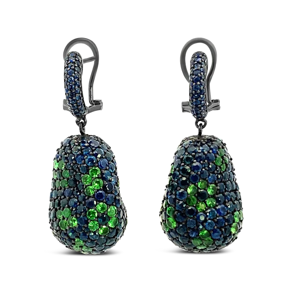 Sapphire & Tsavorite Drop Earrings