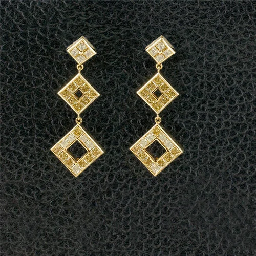 Yellow Diamond Dangle Earrings