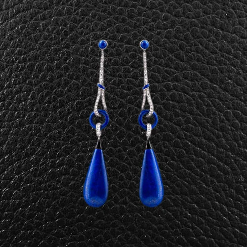 Lapis & Diamond Estate Earrings