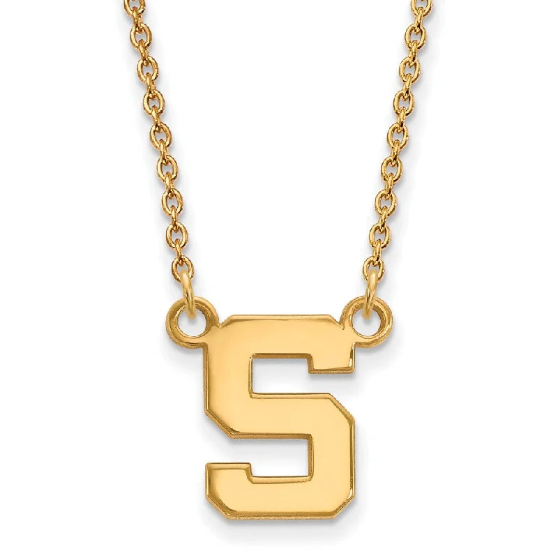 14k Gold Plated Silver Michigan State Small Initial S Pendant Necklace