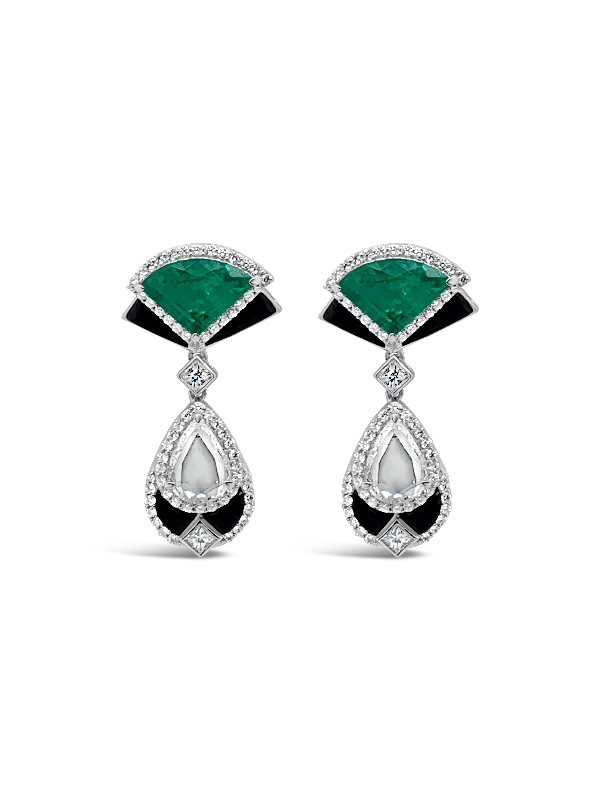 Emerald & Diamond Dangle Earrings