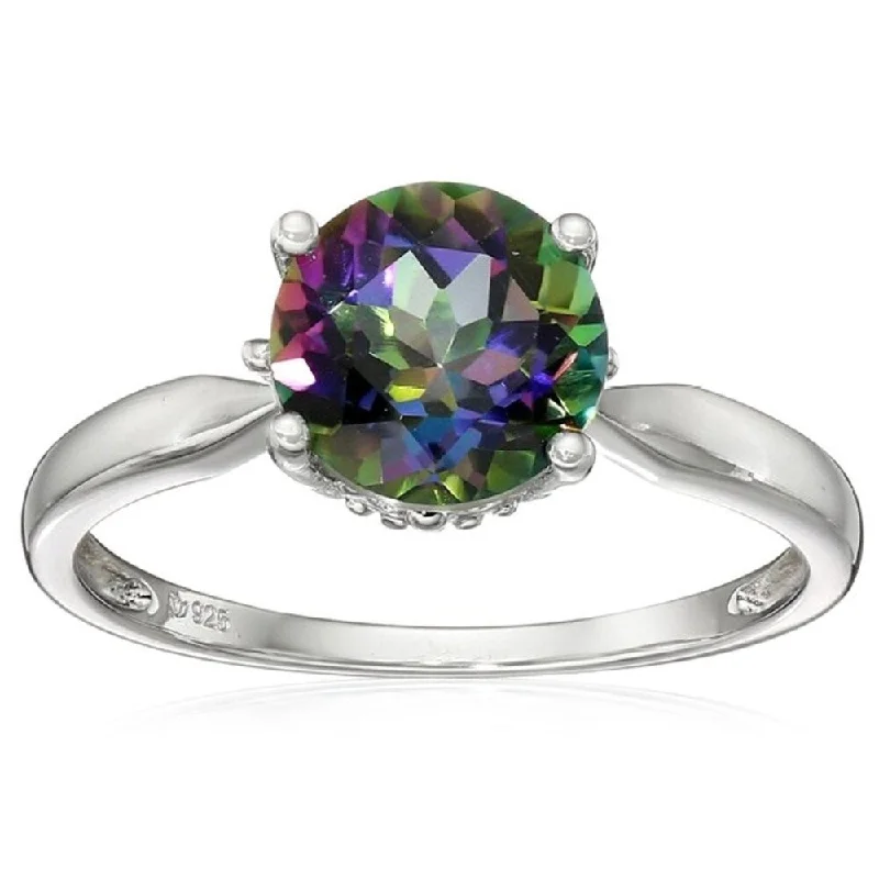 Rhodium Over Sterling Silver Mystic Topaz Ring - Green