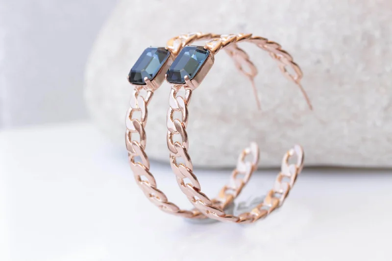 Hoop Rose Gold Chain Earrings