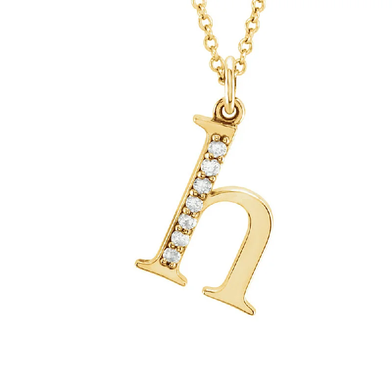 The Abbey 14k Yellow Diamond Lower Case Initial 'h' Necklace 16 Inch